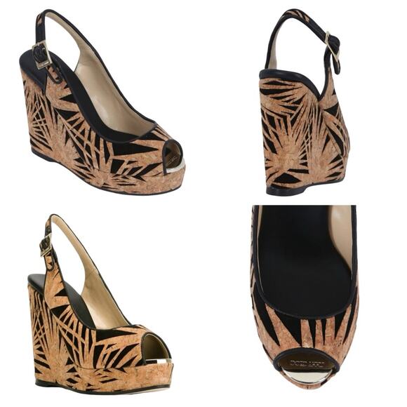 JIMMY CHOO Prova Black Laser-Cut Suede & Cork Wedge, 120mm SZ IT41 US10 $625 - Picture 2 of 12